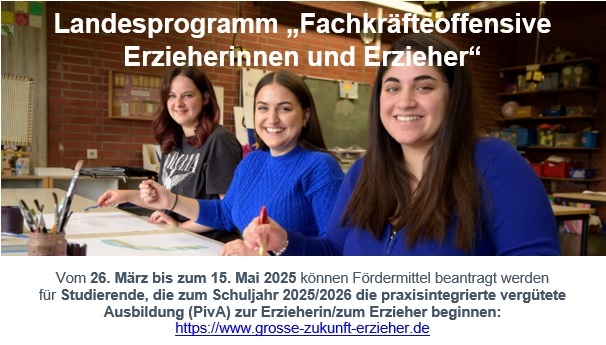 Fördermittel beantragen - Fachkräfteoffensive Erzieherinnen und Erzieher